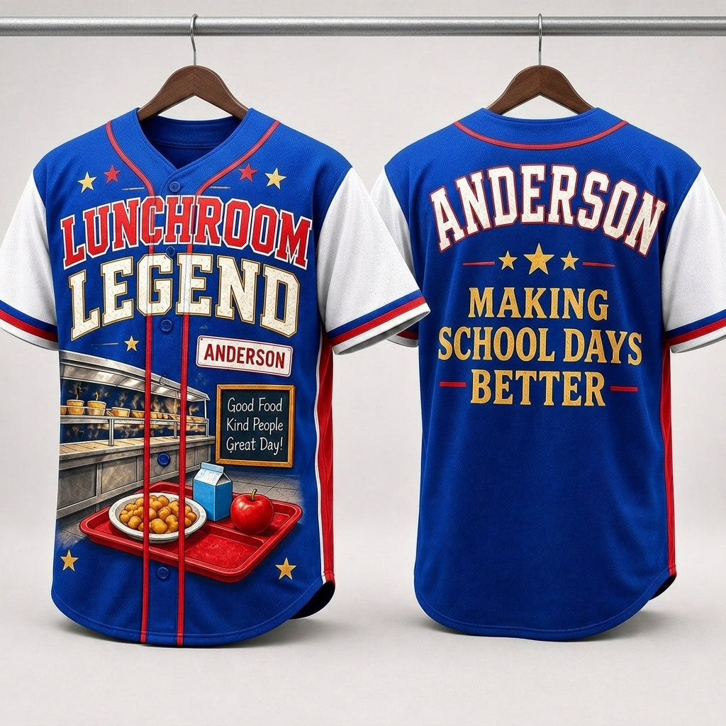Personalized Lunchroom Legend Baseball Jersey - Custom Name School Cafeteria Worker Gift