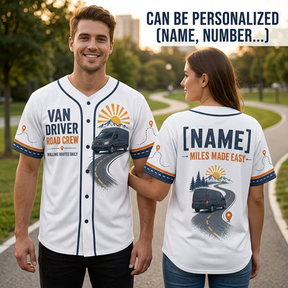 Personalized Van Driver Road Crew Baseball Jersey - Custom Name Delivery Driver Gift