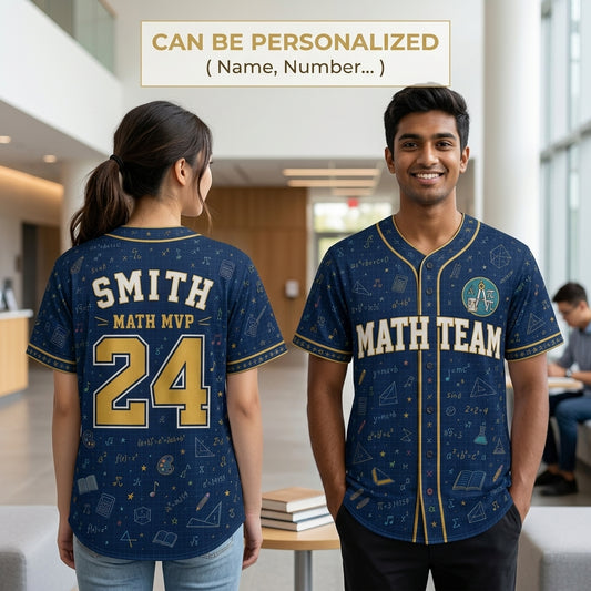 Personalized Math Team Baseball Jersey - Custom Name & Number Math MVP Jersey for Students & Teachers