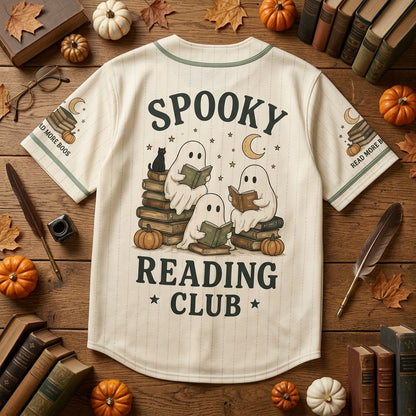 Spooky Reading Club Ghost Book Club Baseball Jersey - Aesthetic Read More Boos Halloween Gift for Book Lovers