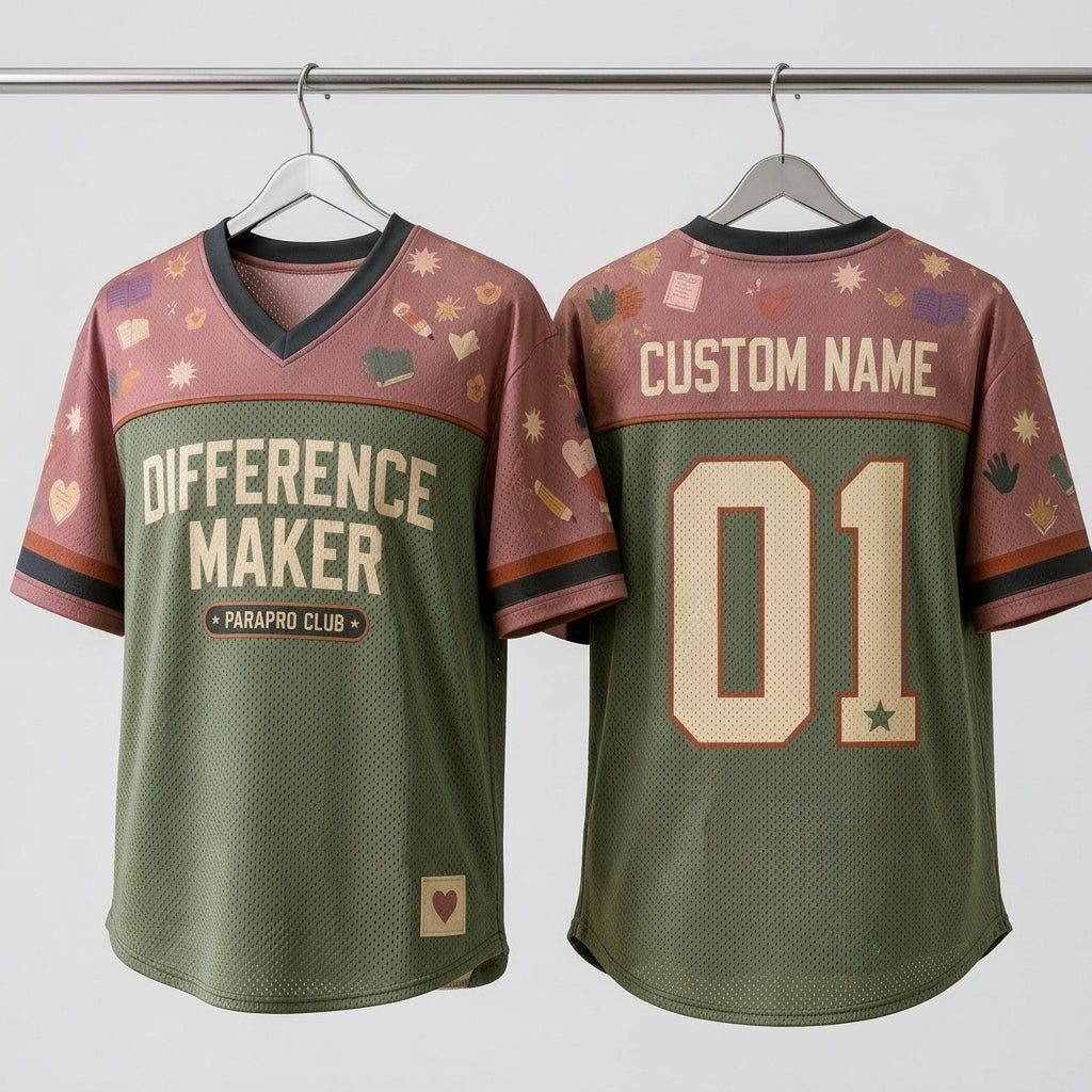 Personalized Difference Maker Parapro Club Football Jersey - Custom Name Mesh Teacher Appreciation Sportswear