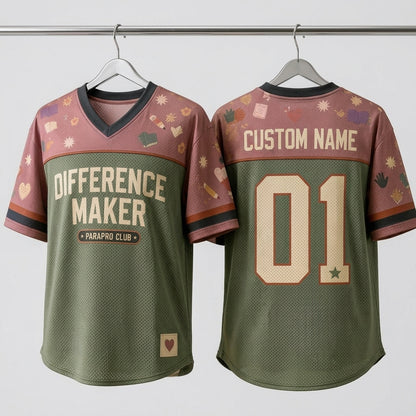Personalized Difference Maker Parapro Club Football Jersey - Custom Name Mesh Teacher Appreciation Sportswear