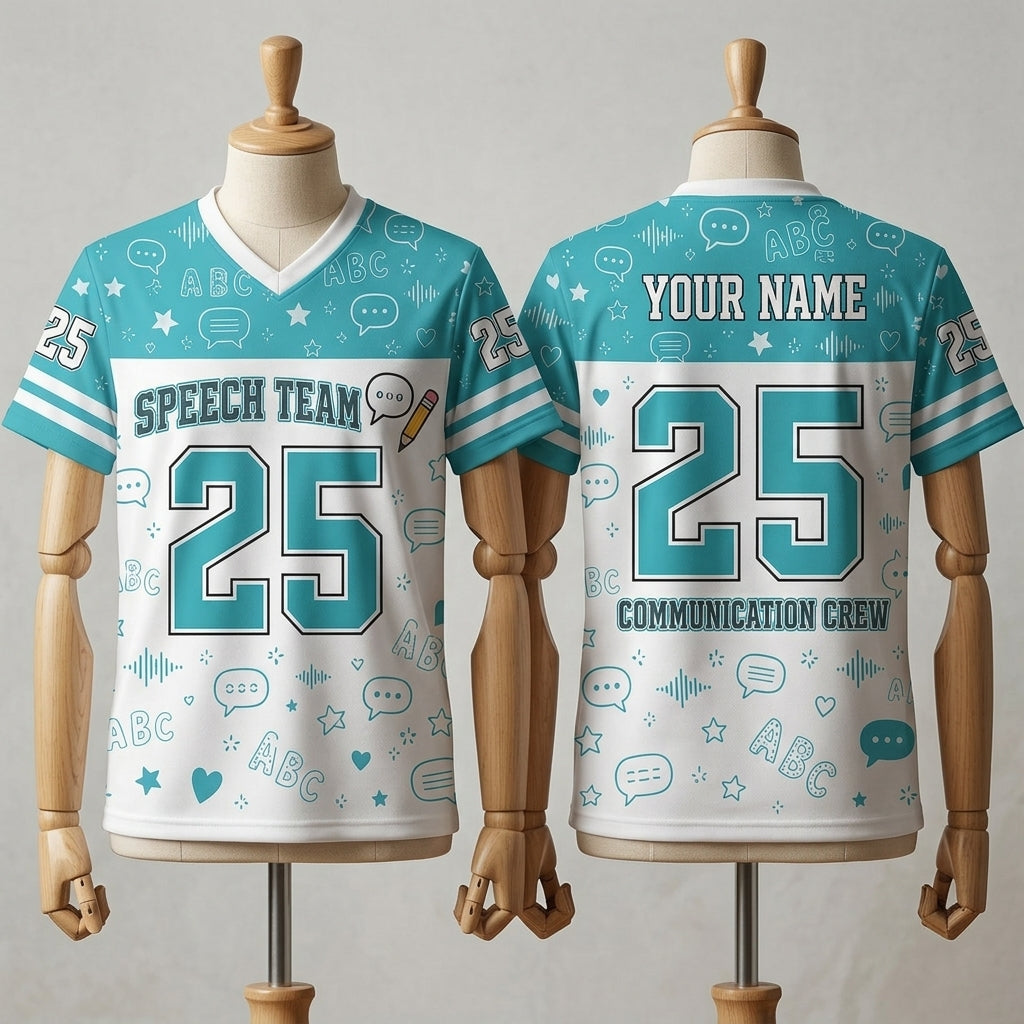 Personalized Speech Team Mesh Football Jersey - Custom Name & Number Communication Crew SLP Gift