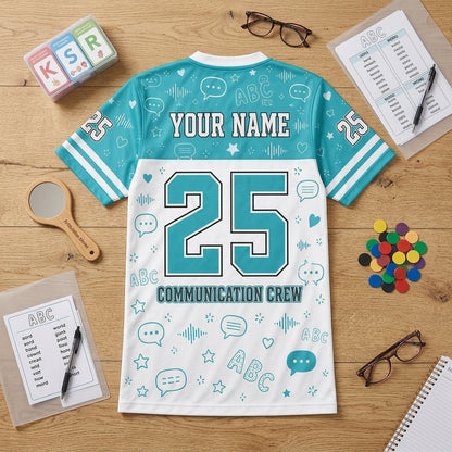 Personalized Speech Team Mesh Football Jersey - Custom Name & Number Communication Crew SLP Gift