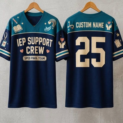 Personalized IEP Support Crew SPED Para Team Football Jersey - Custom Name & Number Teacher Gift - football jersey product view 3
