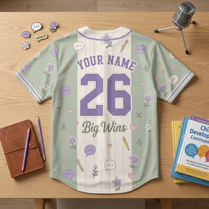 Personalized Speech Squad Baseball Jersey - Custom Name & Number SLP Gift - Little Voices Big Wins Apparel