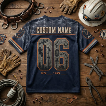 Personalized Storm Crew Powerline Lineman Football Jersey - Custom Name & Number Utility Worker Athletic Shirt