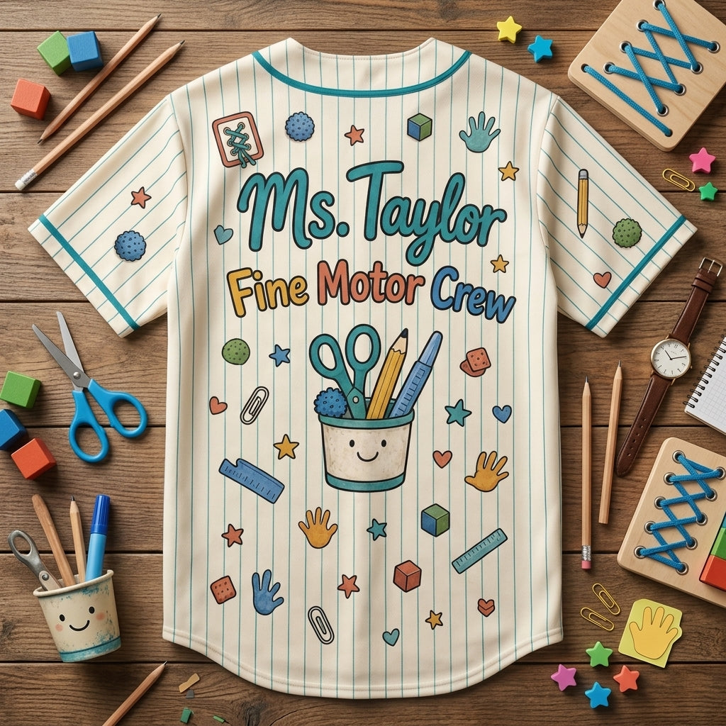 Personalized School OT Squad Baseball Jersey - Custom Name Occupational Therapist Fine Motor Crew Shirt