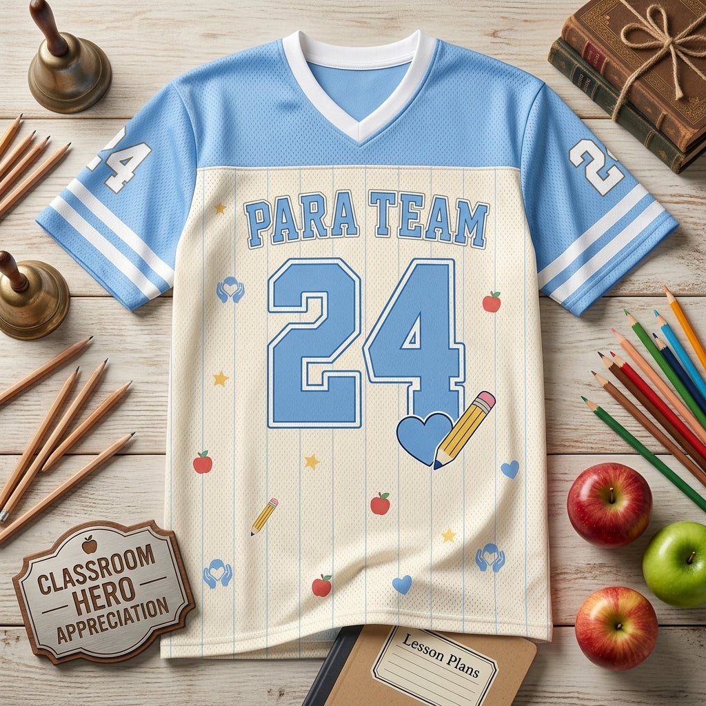 Personalized Para Team Classroom Hero Mesh Football Jersey - Custom Name Teacher Appreciation Gift