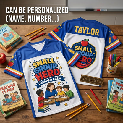 Personalized Small Group Hero Parapro Crew Teacher Football Jersey - Custom Name Educational Gift