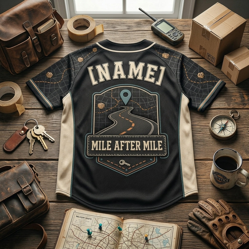 Personalized Route Driver Baseball Jersey - Custom Name Delivery Professional Gift Shirt - baseball jersey product view 5