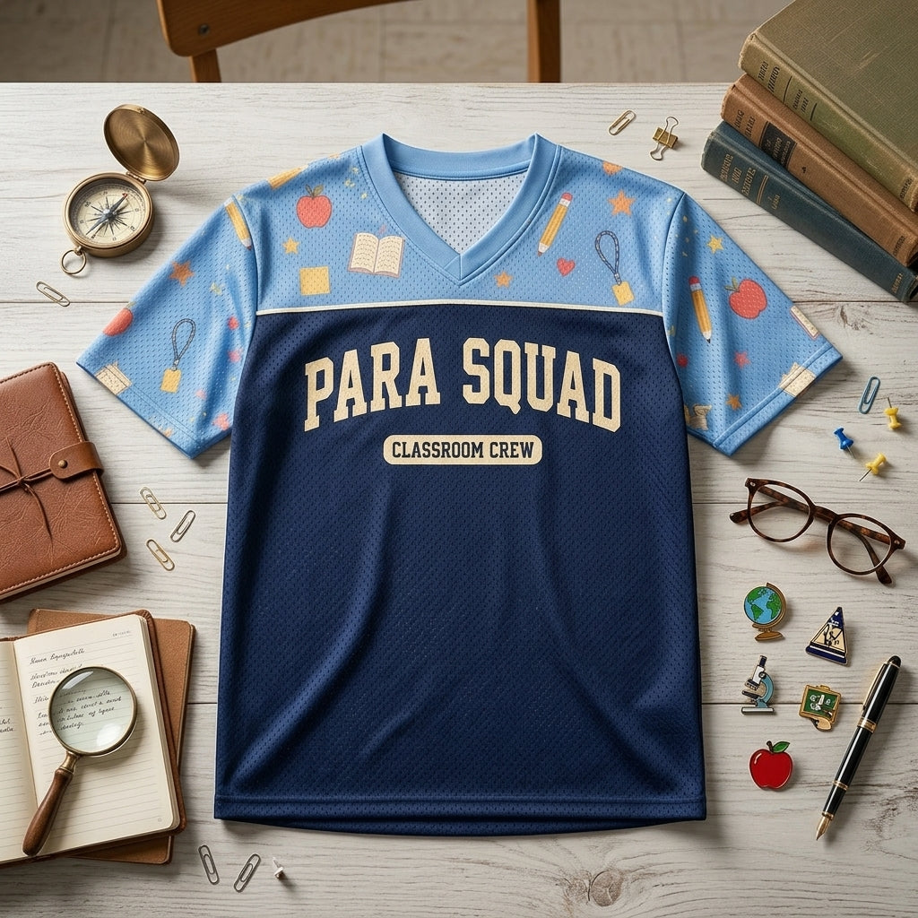 Personalized Para Squad Football Jersey - Custom Name & Number Classroom Crew Mesh Sports Shirt - football jersey product view 4