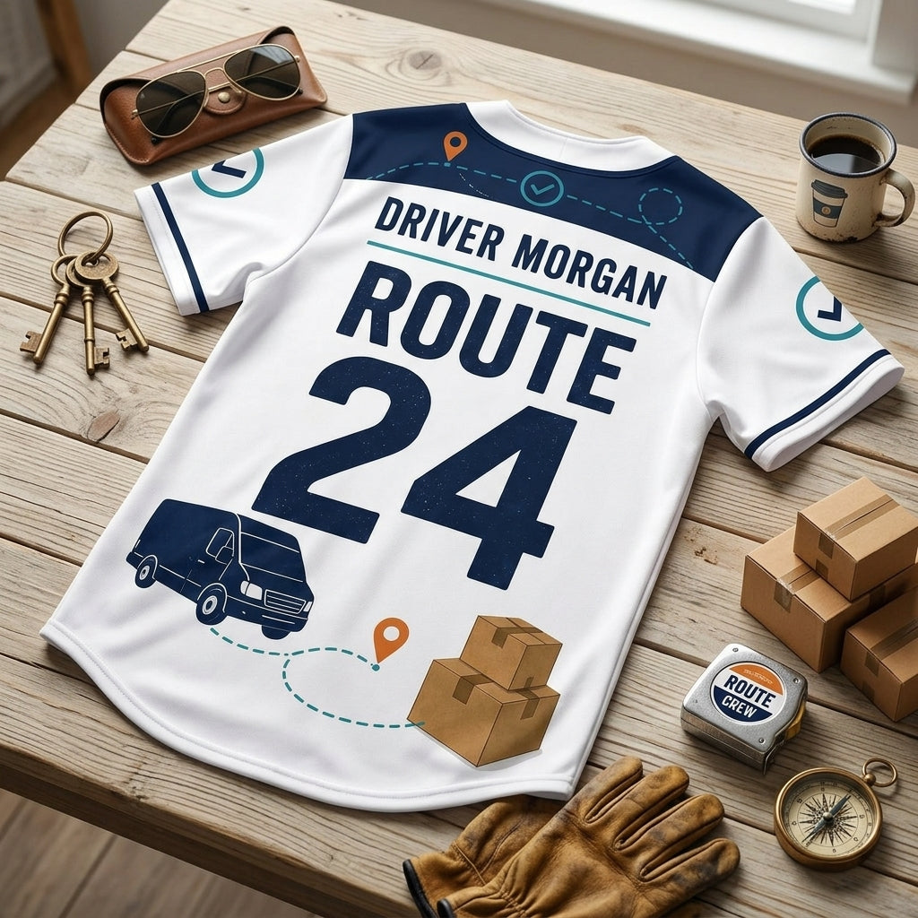 Personalized Delivery Driver Baseball Jersey - Custom Name & Number Route Crew Legend Athletic Shirt