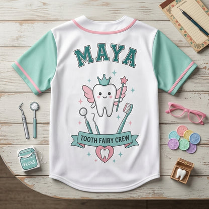 Personalized Tooth Fairy Crew Baseball Jersey - Custom Name Gift for Dental Hygienists and Dentists