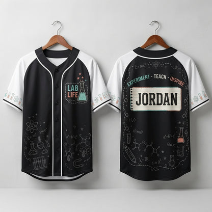 Personalized Science Lab Life Baseball Jersey - Custom Name Teacher & Scientist Gift