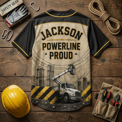 Personalized Lineman Baseball Jersey - Bucket Truck Crew Powerline Proud Custom Name Utility Worker Gift