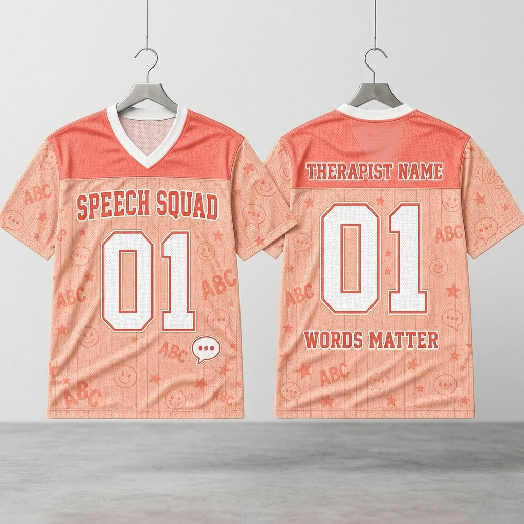 Personalized Speech Squad Mesh Football Jersey - Custom Name Speech Therapist SLP Gift Athletic Shirt