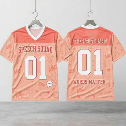 Personalized Speech Squad Mesh Football Jersey - Custom Name Speech Therapist SLP Gift Athletic Shirt