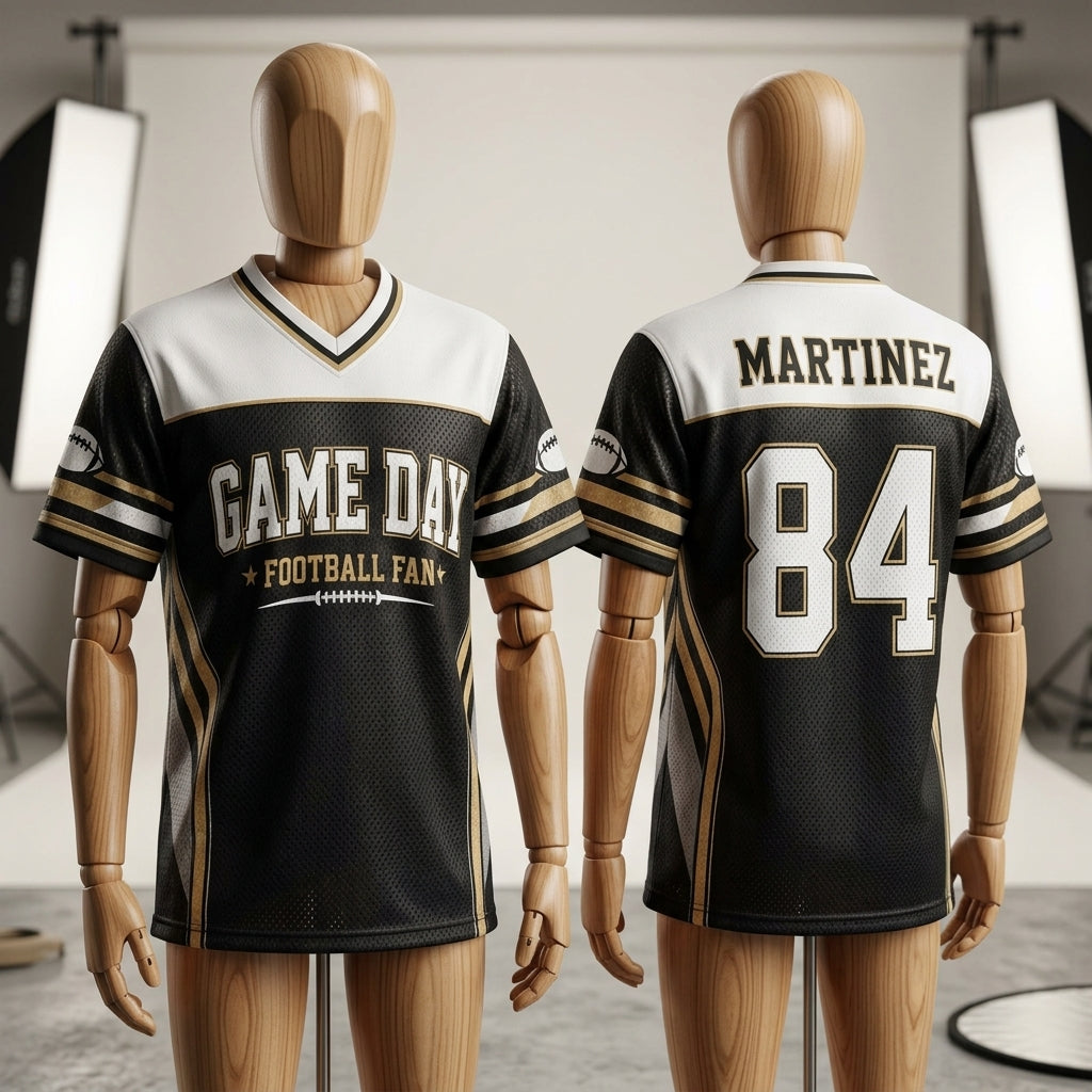 Personalized Game Day Football Jersey - Custom Name and Number Hybrid Mesh Fan Apparel for Men & Women
