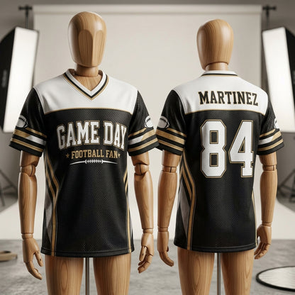 Personalized Game Day Football Jersey - Custom Name and Number Hybrid Mesh Fan Apparel for Men & Women