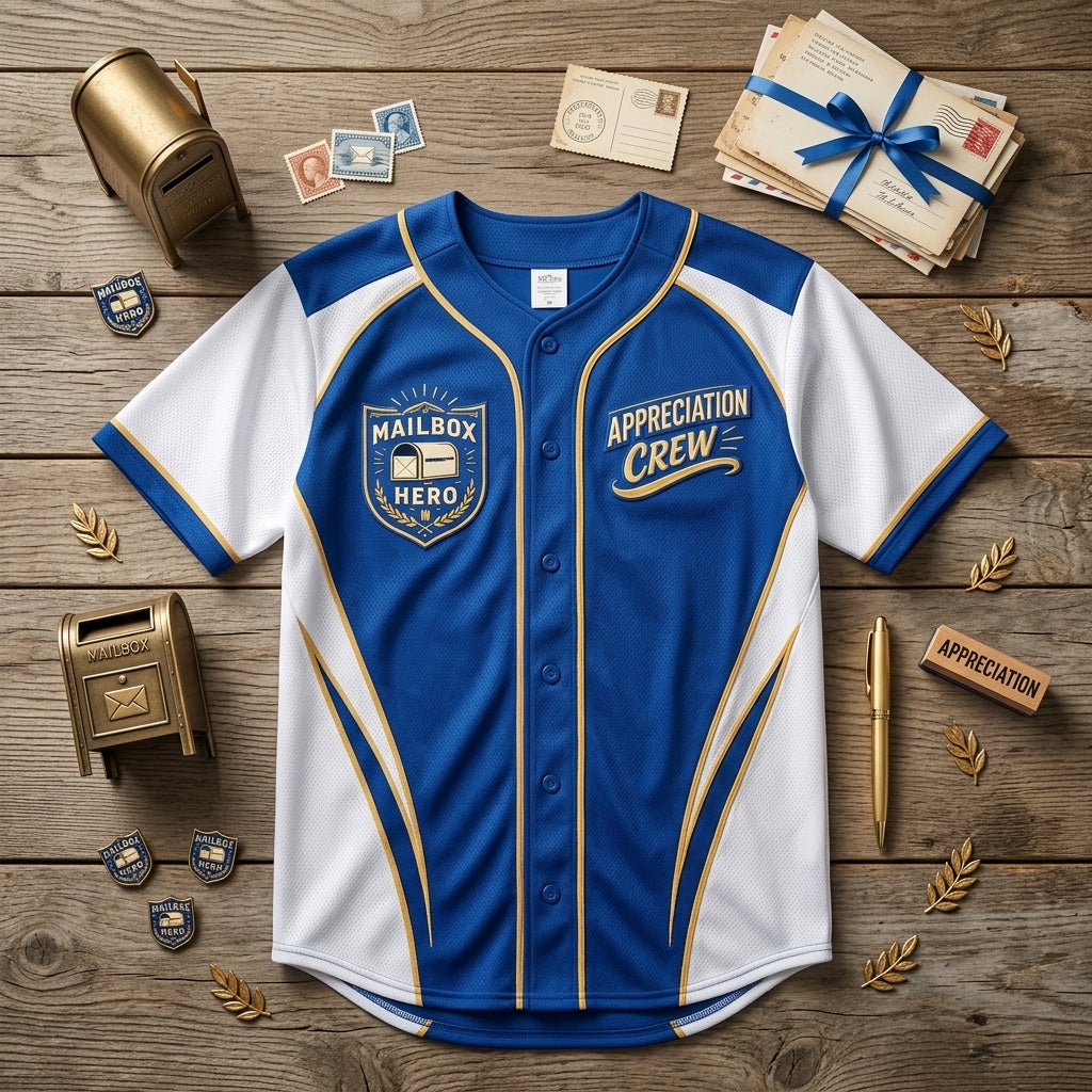 Personalized Mail Carrier Baseball Jersey - Custom Name Mailbox Hero Appreciation Crew Shirt