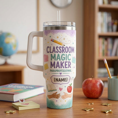 Personalized Classroom Magic Maker Paraprofessional 40oz Tumbler with Handle, Custom Name Gift product view 3