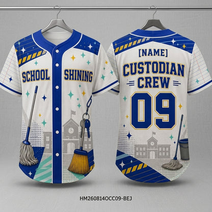 Personalized School Custodian Crew Baseball Jersey - Custom Name and Number Janitor Uniform Gift - baseball jersey product view 3