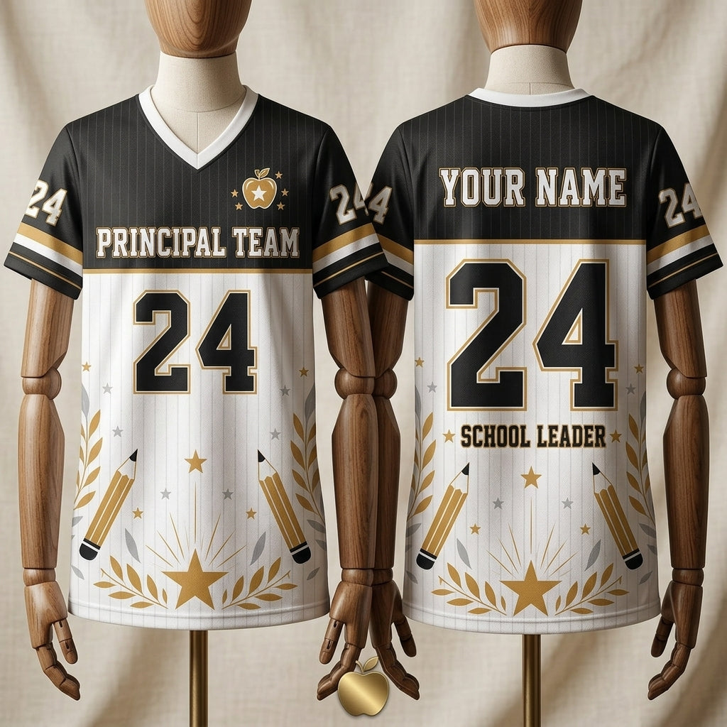 Personalized Principal Team Mesh Football Jersey - Custom School Leader Name Jersey for Educators