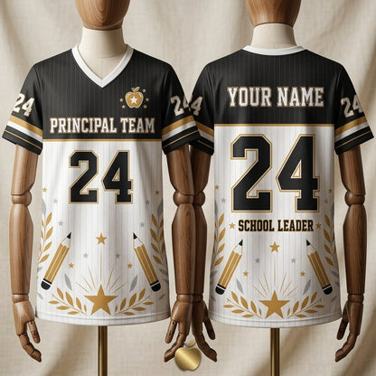 Personalized Principal Team Mesh Football Jersey - Custom School Leader Name Jersey for Educators