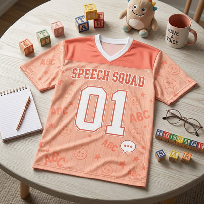 Personalized Speech Squad Mesh Football Jersey - Custom Name Speech Therapist SLP Gift Athletic Shirt