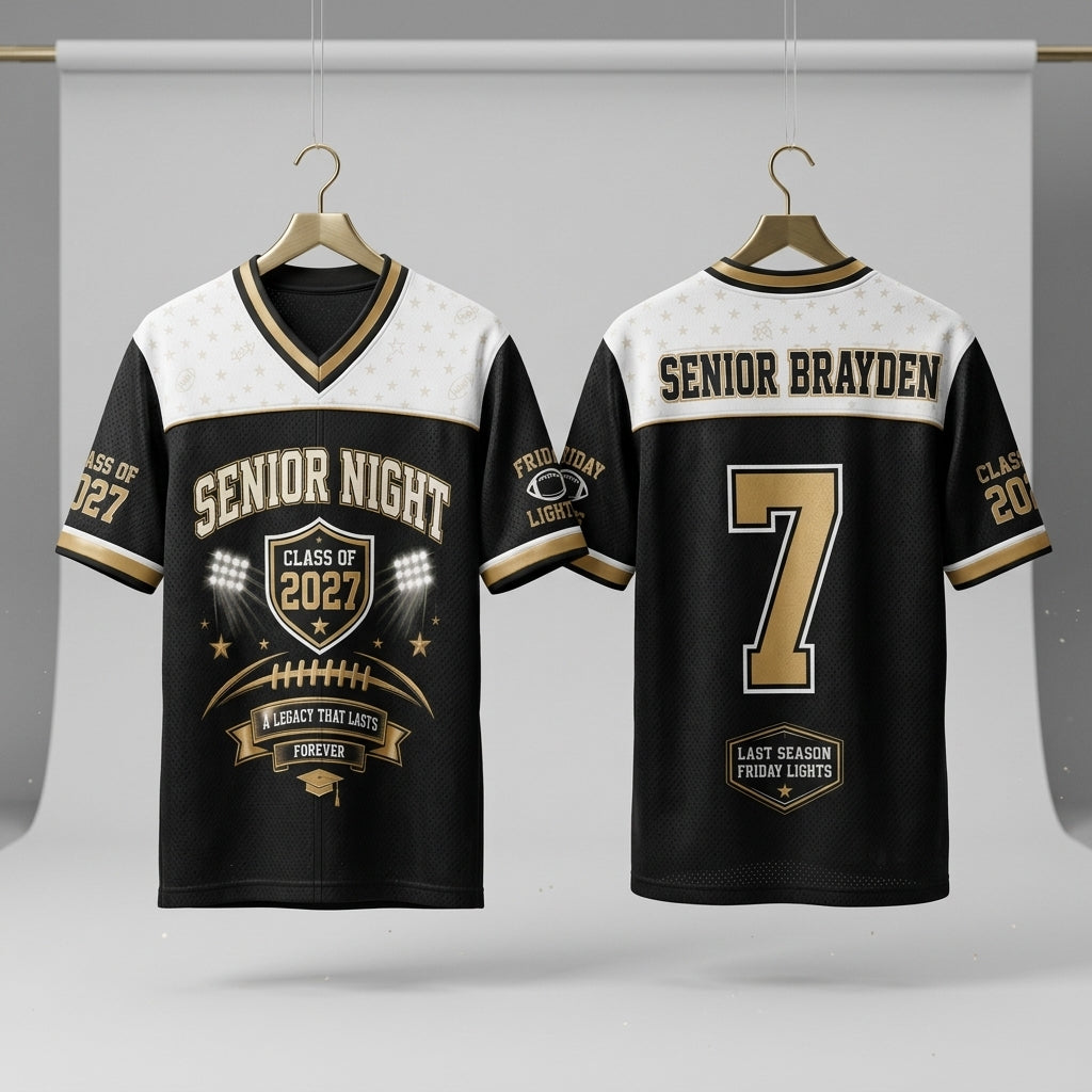 Personalized Senior Night Football Jersey Class of 2027 - Custom Name and Number High School Graduation Gift