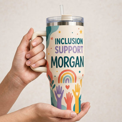 Personalized Inclusion Support Para 40oz Tumbler with Handle, Custom Name Special Education Teacher Gift