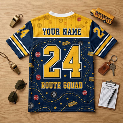 Personalized Bus Driver Mesh Football Jersey - Custom Name Route Squad School Bus Driver Gift