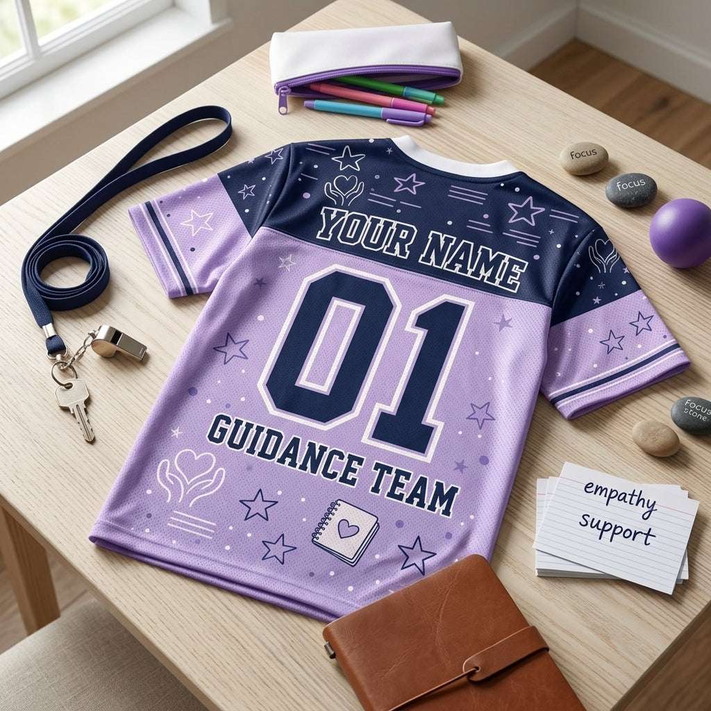 Personalized Counselor Crew Mesh Football Jersey - Custom Name Guidance Team School Apparel