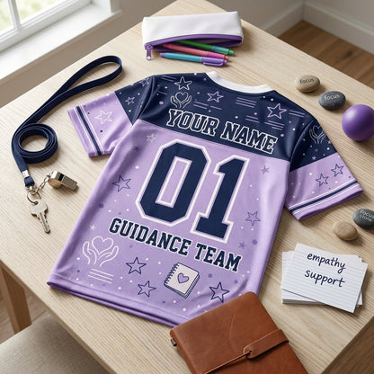 Personalized Counselor Crew Mesh Football Jersey - Custom Name Guidance Team School Apparel