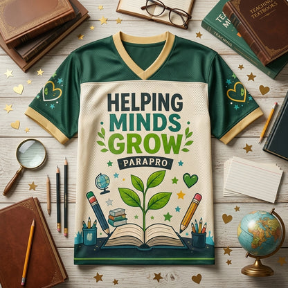 Personalized Paraprofessional Football Jersey - Custom Name Helping Minds Grow Teacher Gift