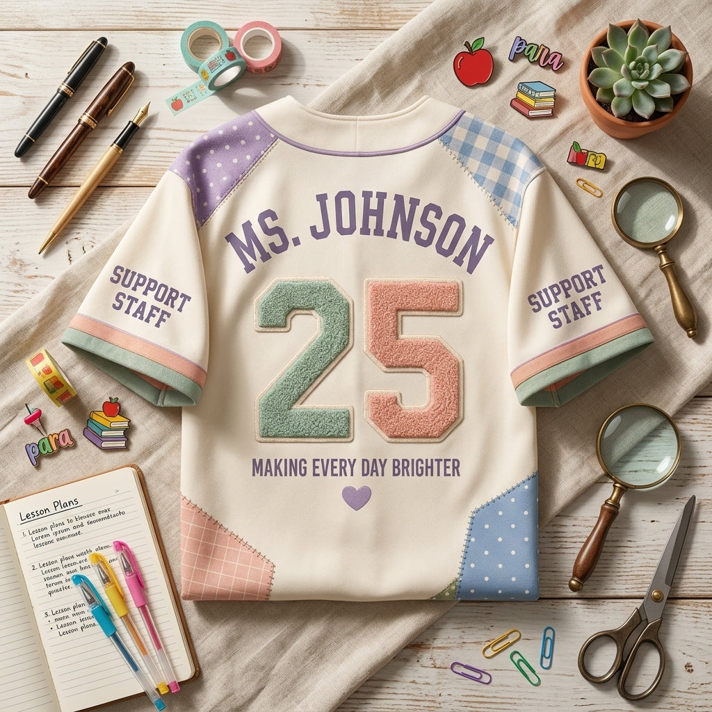 Personalized Para Squad Teacher Baseball Jersey - Custom Name & Number Classroom Crew Support Staff Apparel