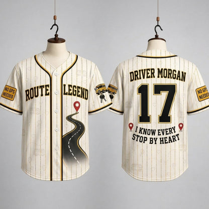 Personalized School Bus Driver Baseball Jersey - Custom Name & Number Route Legend Driver Shirt