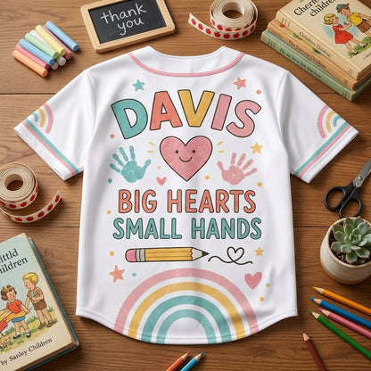 Personalized Teacher Tiny Humans Helper Baseball Jersey - Custom Name Educator Gift