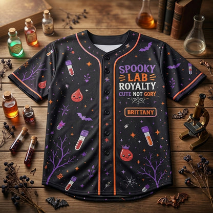 Personalized Vein Queen Baseball Jersey - Spooky Lab Royalty Phlebotomist Halloween Costume