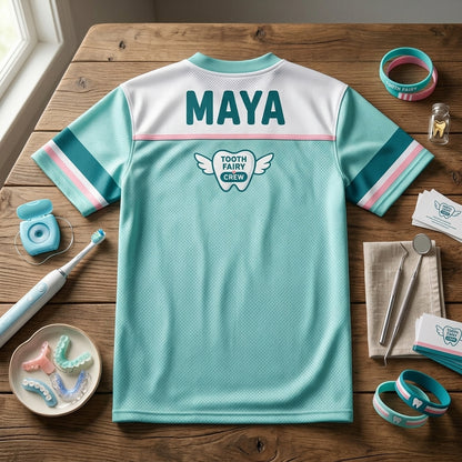 Personalized Tooth Fairy Crew Football Jersey - Custom Name Dental Assistant & Hygienist Mesh Team Shirt