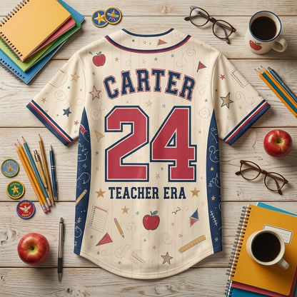 Personalized Teacher Era Baseball Jersey - Custom Name & Grade Teacher Team Jersey for Educators