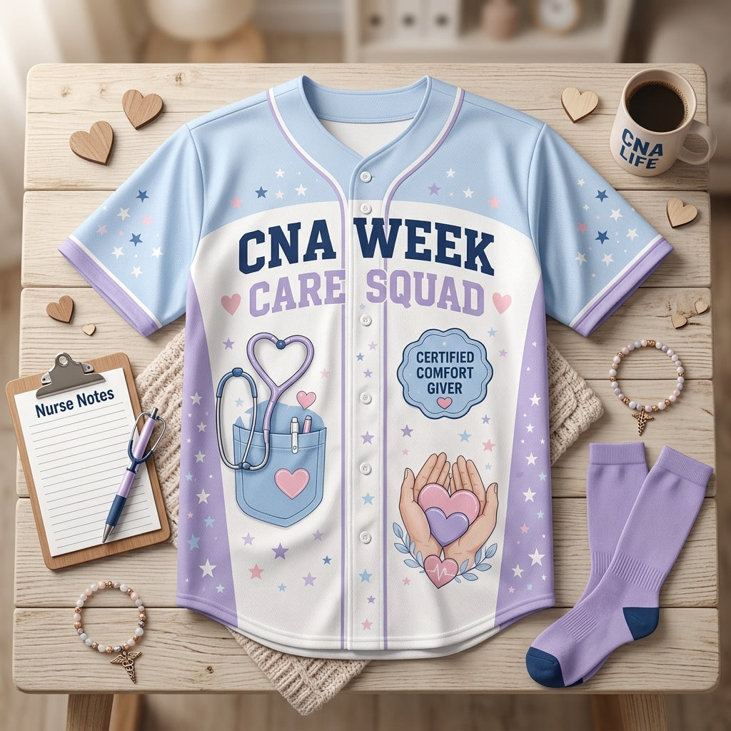 Personalized CNA Week Care Squad Baseball Jersey - Custom Name Gift for Healthcare Workers