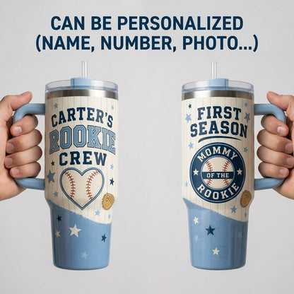 Personalized Baseball Mom 40oz Tumbler with Handle - Custom Name Rookie Crew First Season Gift
