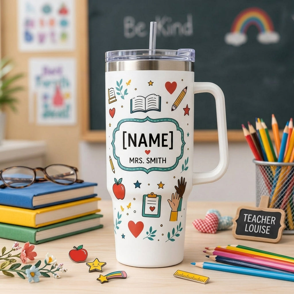 Personalized Paraprofessional Classroom Helper 40oz Tumbler with Handle - Custom Name School Gift