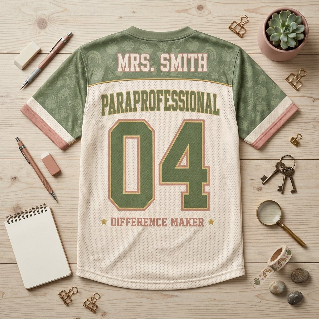 Personalized Paraprofessional Difference Maker Football Jersey - Custom Name Teacher Assistant Gift
