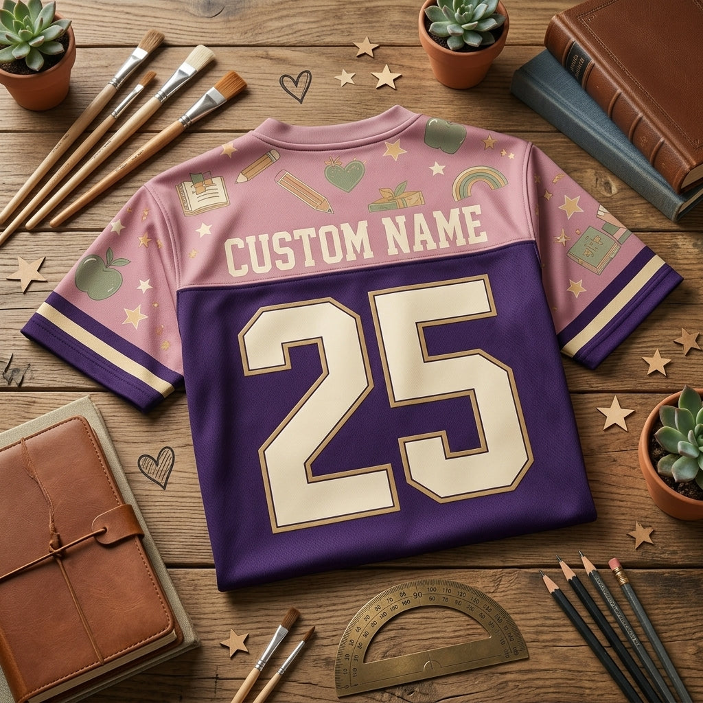 Personalized Heart & Hustle Paraeducator Football Jersey - Custom Name & Number School Spirit Mesh Shirt - football jersey product view 5
