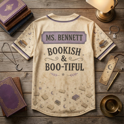 Personalized Ghost Book Club Baseball Jersey - Custom Name Spooky Bookish & Boo-tiful Shirt for Librarians and Teachers