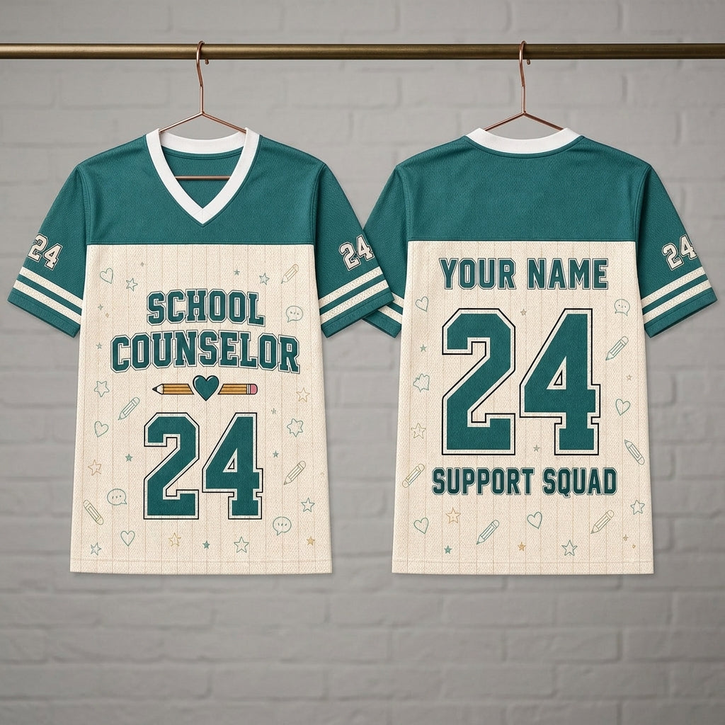 Personalized School Counselor Support Squad Mesh Football Jersey - Custom Name & Number Educator Apparel