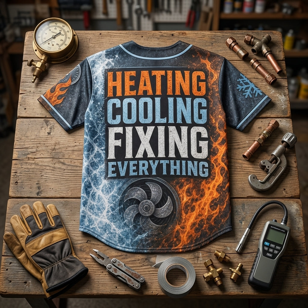 Personalized HVAC Technician Baseball Jersey - Heating Cooling Fixing Everything Custom Gift for HVAC Professionals